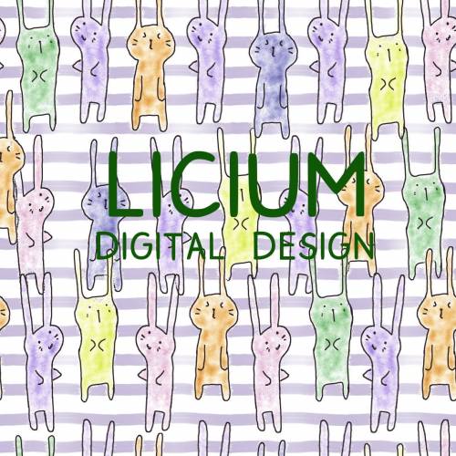 Endlosmuster für Stoffe - Patterndesign - Nahtlosmuster -kleine Hasen mit Streifenhintergrund- digitale Datei