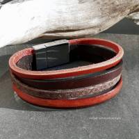 Leder-Armband Rot und Braun Bild 1