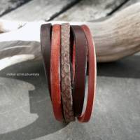 Leder-Armband Rot und Braun Bild 2