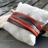 Leder-Armband Rot und Braun Bild 3