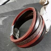 Leder-Armband Rot und Braun Bild 5