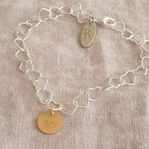 Armband personalisiert, Herzarmband Silber, Anhänger Gold,mit Sternzeichen, Buchstaben, Herz Bild 1