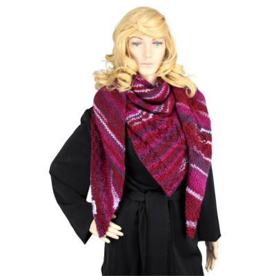 Handgestricktes Damen Dreieckstuch bordeaux – Asymmetrischer Schal mit Rautenmuster