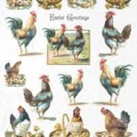 Hühner - Faserpapier - Reispapier - Decoupage - Motivpapier - Karten basteln - Serviettentechnik - R0846 62 Bild 1