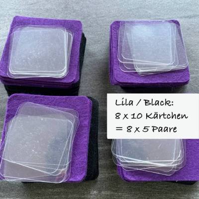 Gedächtnisspiel Zuschnitt zum ITH-Besticken: Lila / Black (40 Paare) + Stickdatei
