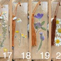 Fleurs - Natur-inspirierte Lesezeichen mit echten Blüten auf Kraftpapier und Muscheln an handgefertigten Quasten Bild 5