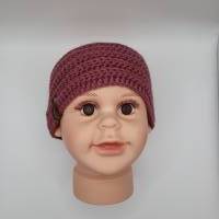 Kinder Stirnband violette, gehäkelt, 2-3 Monate, Kopfumfang 41 cm, weich und kuschlig Bild 1