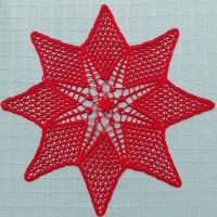 Häkeldeckchen Häkeldecke Decke Mitteldecke rund rot Stern Handarbeit häkeln 38 cm Bild 1