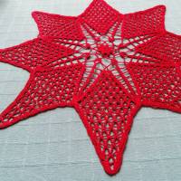 Häkeldeckchen Häkeldecke Decke Mitteldecke rund rot Stern Handarbeit häkeln 38 cm Bild 2