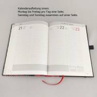 Kalender 2023, rot schwarz, Stiftschlaufe, DIN A5, Tageskalender Bild 6