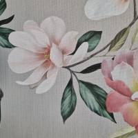 Stoff Baumwolle "Blütentraum" Hellgrau Pastell Digitaldruck Leinenoptik Bild 1