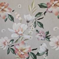 Stoff Baumwolle "Blütentraum" Hellgrau Pastell Digitaldruck Leinenoptik Bild 3