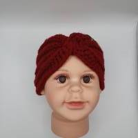 2 x Kinder Twist Stirnband lindgrün und bordeaux, gehäkelt, 2-3 Monate, Kopfumfang 41 cm, weich und kuschlig Bild 6