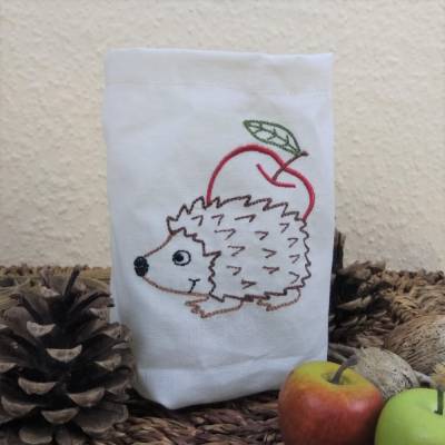 Herbstliches Windlicht "Igel mit Apfel" 