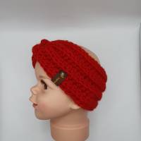 1x Kinder Twist Stirnband rot, gehäkelt, 2-3 Monate, Kopfumfang 48,5 cm, weich und kuschlig Bild 3
