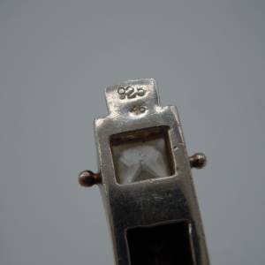 925 Silber Tennis Armband mit Onyx und Bergkristallen um 1950 Bild 5