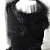 Damenschal Strickschal in schwarz mit Effektstreifen handgestrickt von Hobbyhaus Bild 7