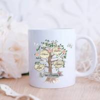 Tasse mit Name Stammbaum Familie Emaille Keramik Geschenkidee Kaffetasse Bild 1