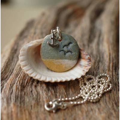 Silberkette mit Möwen und kleinem Anker