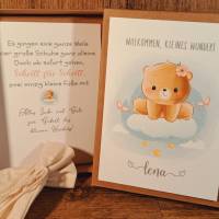 Personalisiertes Geschenk zur Geburt - Geldgeschenk zum Baby - Teddy Geschenkset - Geschenkverpackung Teddybär Mädchen Bild 1