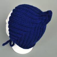 Zwergenmütze 1-5 Jahre Pixie Mütze dunkelblau handgestrickt Bild 5