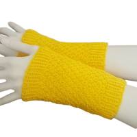 Pulswärmer handgestrickt gelb  - Damen - Einheitsgröße - Modell 15 Bild 2