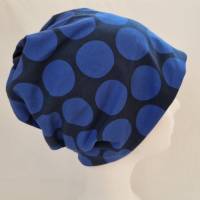 Beanie-Loop - gleichzeitig Mütze und Loop - für Damen, genäht aus Jersey in dunkelblau-blau, von he-ART by helen hesse Bild 2