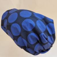 Beanie-Loop - gleichzeitig Mütze und Loop - für Damen, genäht aus Jersey in dunkelblau-blau, von he-ART by helen hesse Bild 4