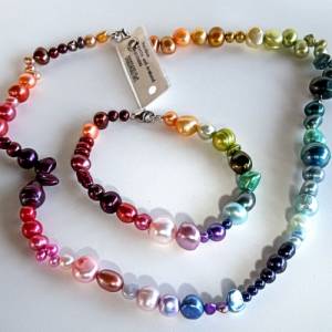 Rainbow Set Perlen Collier und Armband Bild 1