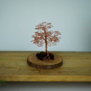 Künstlicher Baum klein, dekorativer Drahtbaum, Mini Bonsai aus Draht und Holz Bild 1
