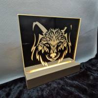 Lasergravur auf Glasspiegel mit Licht: Hunde, Faultier, Lama, Tiger, Elch Bild 3