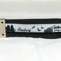 Schlüsselband Geschenk-Schlüsselanhänger Hamburg-Anhänger maritim schwarz grau Skyline Autoschlüssel Ersatzschlüssel Bild 2