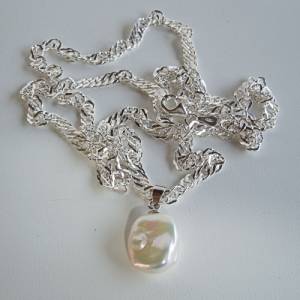 Keshi Perlenanhänger an 925 Silber Singarpurkette 45 oder 60 cm Bild 3