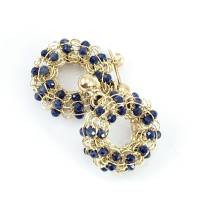 Gold-filled OHRRINGE - gestrickte Mini-Donuts mit blauen Saphiren Bild 2
