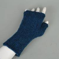 Armstulpen mit Daumen ozeangrün fingerlose Handschuhe handgestrickt mit Alpaka Bild 1