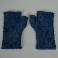 Armstulpen mit Daumen ozeangrün fingerlose Handschuhe handgestrickt mit Alpaka Bild 2