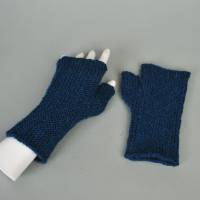 Armstulpen mit Daumen ozeangrün fingerlose Handschuhe handgestrickt mit Alpaka Bild 4