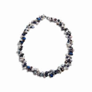Vario Keshi Perlen Collier Blaumix mit 925 Silberschließe Bild 1