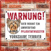 Hundeschild WARNUNG! mit Yorkshire Terrier, wetterbeständiges Warnschild Bild 2