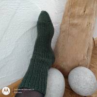 Kuschelsocken von Hand gestrickt - MOLLIG WARM - Unisex-Socken - Gr. 38/39 - olivgrün Bild 5