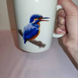 Personalisierte Keramiktasse für Kaffee- und Teeliebhaber | Tasse mit Namen und Eisvogel Motiv | Geschenkidee Bild 3