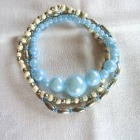Perlenarmbänder 3er Set in hellblau-creme-silber handgemacht von Hobbyhaus Bild 10