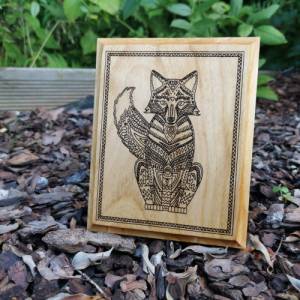 Fuchs Bild Holz, Dekorationsartikel, Holzbrett mit Tiermotiv, Fuchs Baby süß, Tier Bild Holz Bild 1