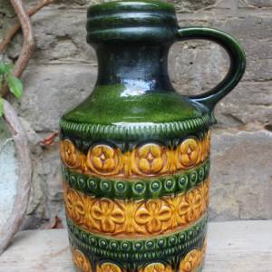 Scheurich Bodenvase Henkelvase Vase 489-39 WGP Relief Dekor Keramik 60er 70er Jahre Bild 3