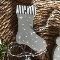 Weihnachtsbaumschmuck, Geschenkanhänger aus Beton, Set mit 6 st, grau mit weiß handbemalt Bild 3