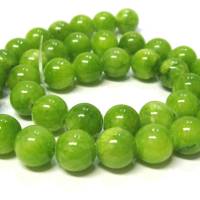 Jade Perlen 10 mm Limette-Apfel Grün Edelstein Strang, Kettenstrang Bild 1