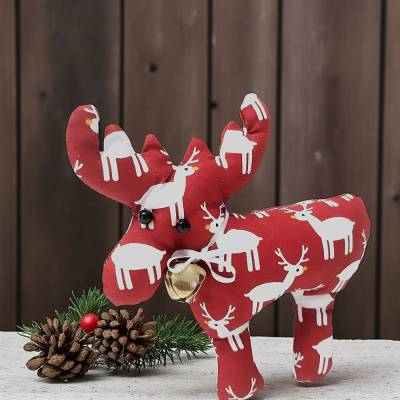 Weihnachtselch, Dekoelch in rot und weiß