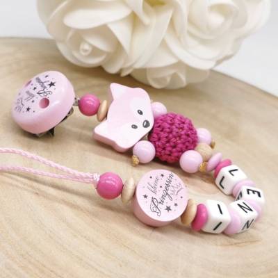 Schnullerkette mit Name Fuchs Kleine Prinzessin Mädchen