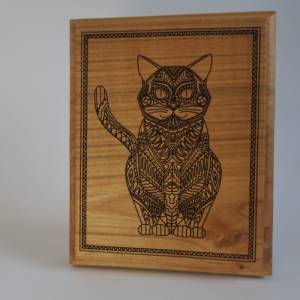 Katze Bild Holz süß, Dekoration Holz Tier, Holzbrett Tiermotiv, Dekorationsartikel aus Holz, Katze Baby süß, Deko Katze Bild 2