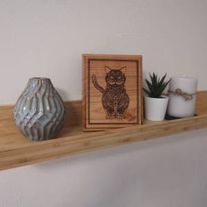 Katze Bild Holz süß, Dekoration Holz Tier, Holzbrett Tiermotiv, Dekorationsartikel aus Holz, Katze Baby süß, Deko Katze Bild 5